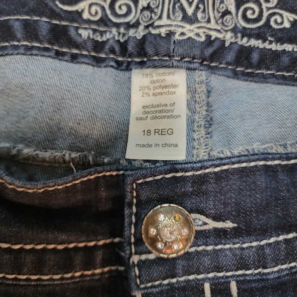 Maurices Dark Blue Denim Capris with Silver Stud Detail - Picture 9 of 11